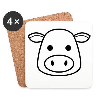Kuh Kopf Icon Minimalistisch Clean - Untersetzer (4er-Set) - Weiß - Vorne