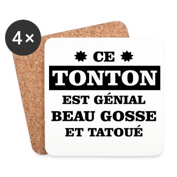 Un tonton génial - Dessous de verre (lot de 4) - blanc - Devant