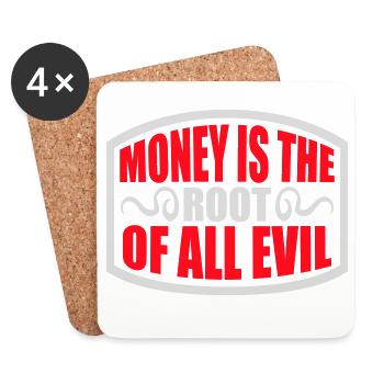 Money Root Evil Capitalism Greed Finance Rich - Coasters (set of 4) - white - Front