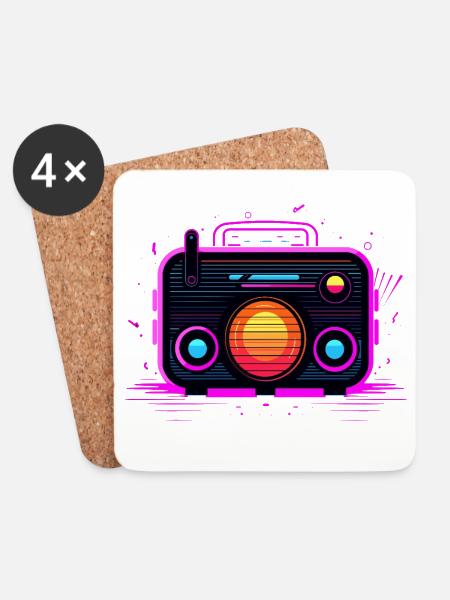 Retro Radio Retrowave - Untersetzer (4er-Set) - Weiß