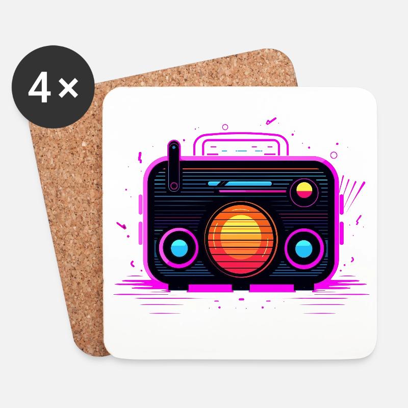 Retro Radio Retrowave - Untersetzer (4er-Set) - Weiß