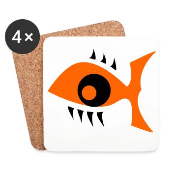 Eye Fish - Augenfisch - Coasters (set of 4) - white - Front