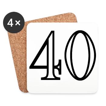 40. 40 ANS. 40e ANNIVERSAIRE. ANNIVERSAIRE 40 ANS. - Dessous de verre (lot de 4) - blanc - Devant