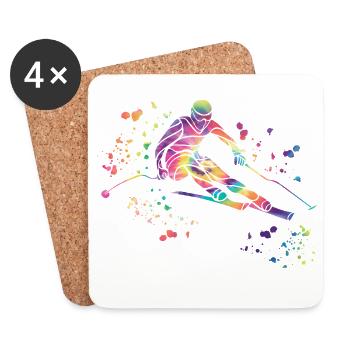 Ski alpin Sports d’hiver Ski nordique - Dessous de verre (lot de 4) - blanc - Devant