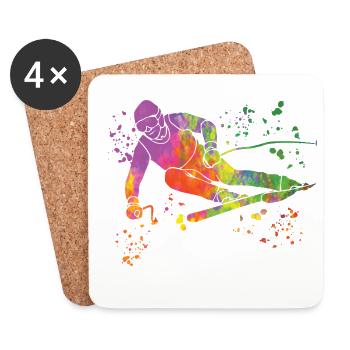 Alpine skiing Winter sports Nordic skiing - Coasters (set of 4) - white - Front