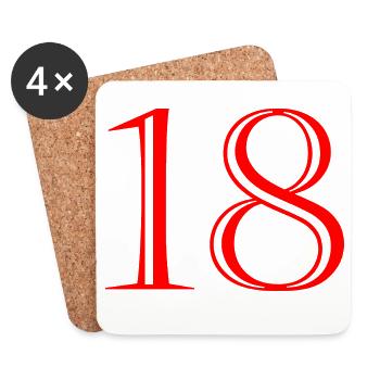 18. 18 JAHRE ALT. 18-JÄHRIGES JUBILÄUM. 18. GEBURTSTAG. - Untersetzer (4er-Set) - Weiß - Vorne