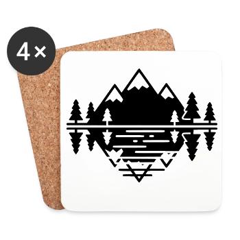 Berge Landschaft Geometrisch - Untersetzer (4er-Set) - Weiß - Vorne