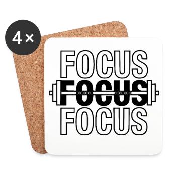 FOCUS Gym Motivation Langhantel - Untersetzer (4er-Set) - Weiß - Vorne