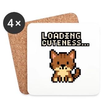 Loading time of the cuteness pixel cat - Coasters (set of 4) - white - Front