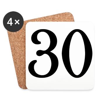30. 30 ANS. 30e ANNIVERSAIRE. ANNIVERSAIRE 30 ANS. - Dessous de verre (lot de 4) - blanc - Devant