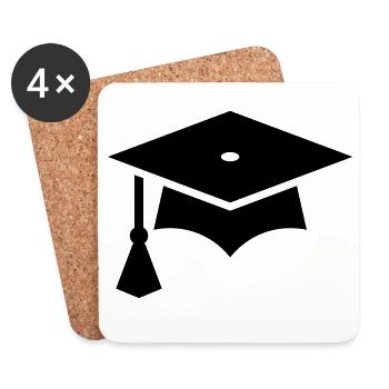 Abi, Graduation Cap, College hut, Schulabschluss - Untersetzer (4er-Set) - Weiß - Vorne
