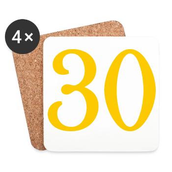 30. 30 ANS. 30e ANNIVERSAIRE. ANNIVERSAIRE 30 ANS. - Dessous de verre (lot de 4) - blanc - Devant