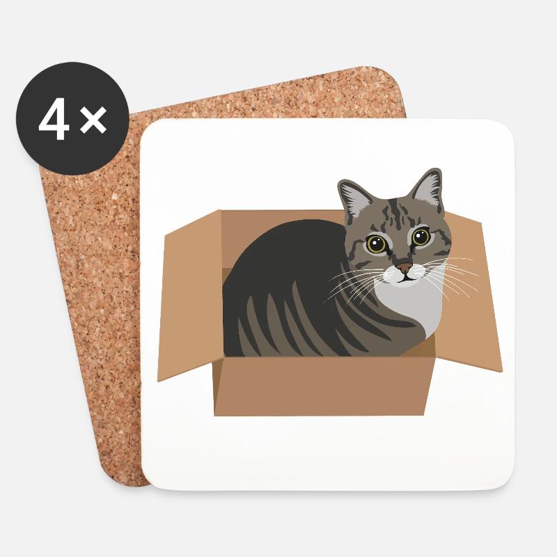 Cat in a box - Untersetzer (4er-Set) - Weiß