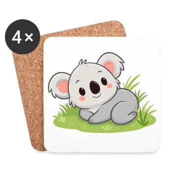 Cuddly koala in the grass - Coasters (set of 4) - white - Front