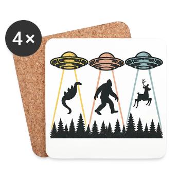 Enlèvement extraterrestre Bigfoot Loch Ness OVNI drôle - Dessous de verre (lot de 4) - blanc - Devant