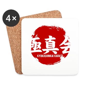 Kanji des arts martiaux de Karate Kyokushin - Dessous de verre (lot de 4) - blanc - Devant