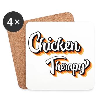 Chicken Fans - - Chick - Chicken Therapy - Coasters (set of 4) - white - Front