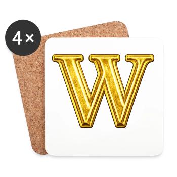 Gold W Monogram - Coasters (set of 4) - white - Front