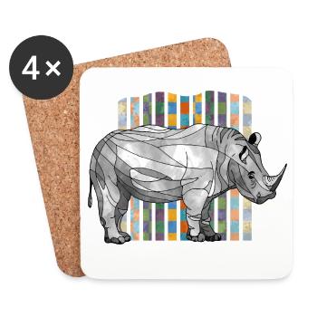 rhinocéros - Dessous de verre (lot de 4) - blanc - Devant