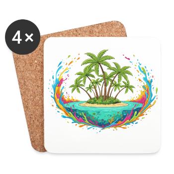 Jeu des couleurs de Palm Island Tropical - Dessous de verre (lot de 4) - blanc - Devant