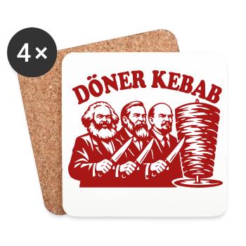 Döner Kebab - Marx, Engels, Lenin - Fast Food - Untersetzer (4er-Set) - Weiß - Vorne