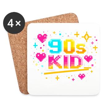 90s Pixelkid Neon Retro - Coasters (set of 4) - white - Front