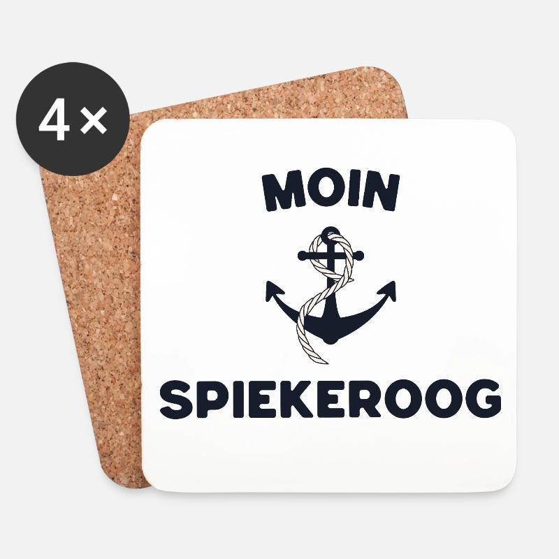 Moin Spiekeroog – Conception d’ancres maritimes - Dessous de verre (lot de 4) - blanc