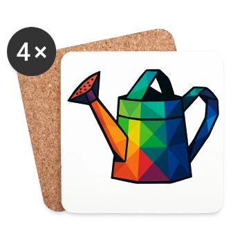 Low Poly Geometric Design Watering Can - Coasters (set of 4) - white - Front