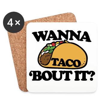 Taco Crest fette Illustration - Untersetzer (4er-Set) - Weiß - Vorne