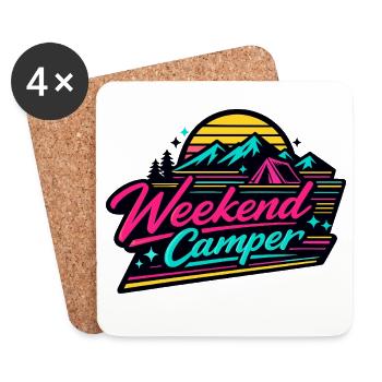 Weekend Camper Neon Skyline - Untersetzer (4er-Set) - Weiß - Vorne