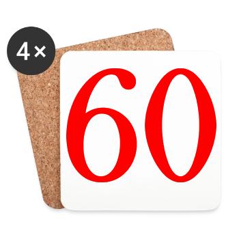 60. 60 YEARS. 60th ANNIVERSARY. 60TH BIRTHDAY. - Coasters (set of 4) - white - Front