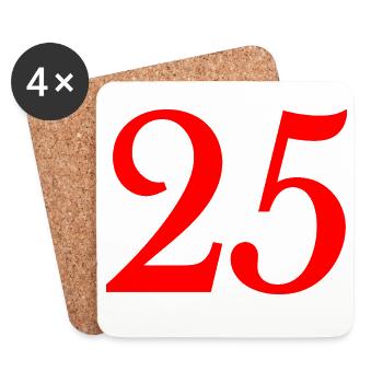 25. 25 YEARS. 25th ANNIVERSARY. 25 YEARS ANNIVERSARY. - Coasters (set of 4) - white - Front