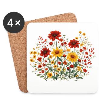 Vintage Blumen-Frauen-Wildblumen-Gartengarten - Untersetzer (4er-Set) - Weiß - Vorne