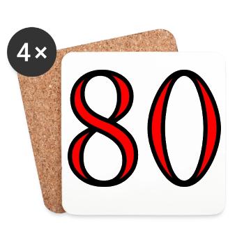 80. 80 ANS. 80e ANNIVERSAIRE. ANNIVERSAIRE 80 ANS. - Dessous de verre (lot de 4) - blanc - Devant