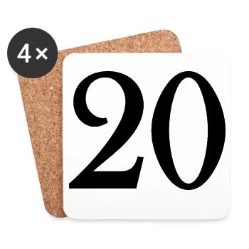 20. 20e ANNIVERSAIRE. ANNIVERSAIRE 20 ANS. 20 ANS. - Dessous de verre (lot de 4) - blanc - Devant