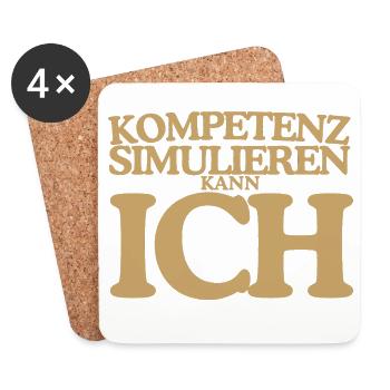 Kompetenz simulieren kann ich Retro Design - Untersetzer (4er-Set) - Weiß - Vorne