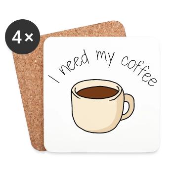 Kaffeetasse, ich brauche meinen Kaffee - Untersetzer (4er-Set) - Weiß - Vorne