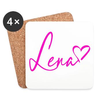 Lena Signatur Neon Pink - Untersetzer (4er-Set) - Weiß - Vorne