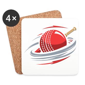 Balle de cricket tournante - Dessous de verre (lot de 4) - blanc - Devant