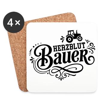 Herzblut Bauer Traktor - Untersetzer (4er-Set) - Weiß - Vorne