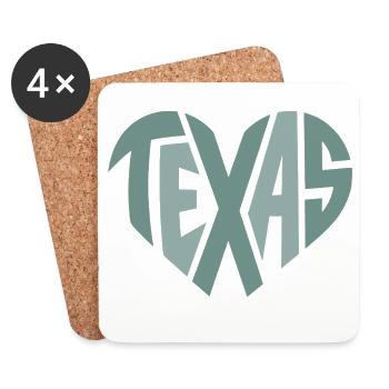 Texas Typography Geometric Heart - Coasters (set of 4) - white - Front