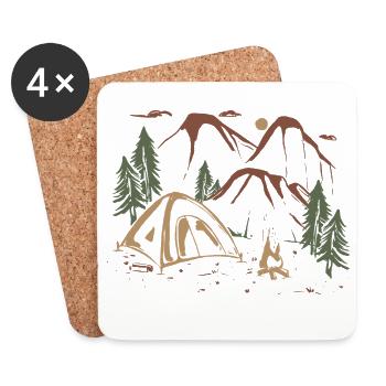 Backcountry Camp Night Sketch - Untersetzer (4er-Set) - Weiß - Vorne