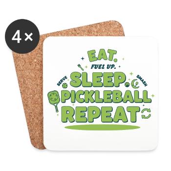 Pickleball Funny Player Eat Sleep Pickleball - Coasters (set of 4) - white - Front