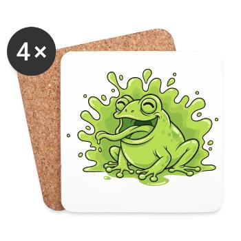 Grenouille joyeuse dans un éclaboussure de slime - Dessous de verre (lot de 4) - blanc - Devant
