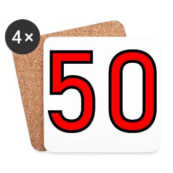50. 50 JAHRE. 50-JÄHRIGES JUBILÄUM. 50-JÄHRIGES JUBILÄUM. - Untersetzer (4er-Set) - Weiß - Vorne