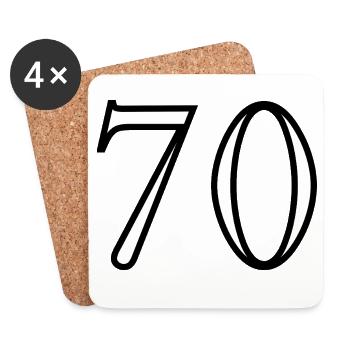 70. 70 YEARS. 70th ANNIVERSARY. 70 YEARS ANNIVERSARY. - Coasters (set of 4) - white - Front