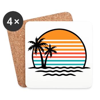 Sunset Retro Palm Trees - Coasters (set of 4) - white - Front