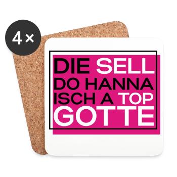 Schwäbisches Design für Gotte, Patentante, Gotti - Untersetzer (4er-Set) - Weiß - Vorne