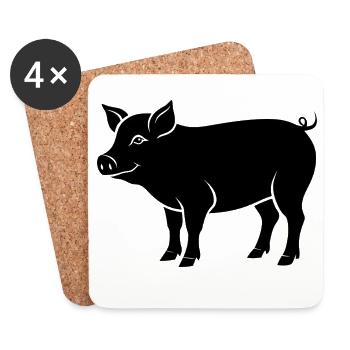 Schwein - Untersetzer (4er-Set) - Weiß - Vorne