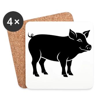 cochon - Dessous de verre (lot de 4) - blanc - Devant